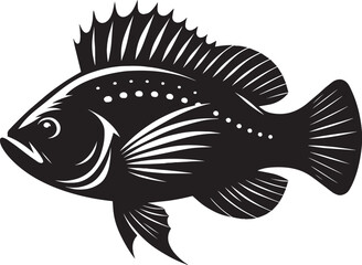 Fototapeta premium Big Fish Silhouette isolated on white background Minimalist fish vector shape