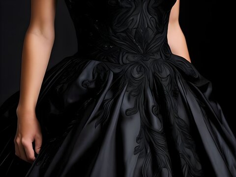 검은색 자수 드레스