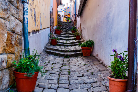 A narrow street in Bellano, Italy