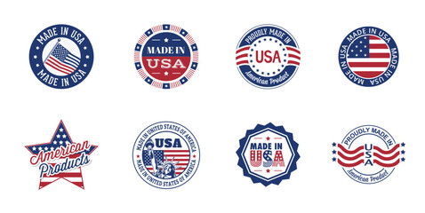 Set of Made In USA Labels Vectors