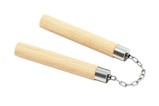Nunchucks isolated on transparent background. 3D illustration