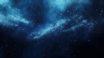 Naklejka premium A cosmic scene depicting a starry galaxy with vibrant blue and black hues.