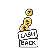 Cash back icon with dollar coin.