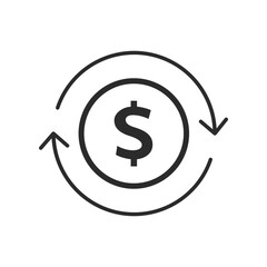 Dollar symbol icon. Tow arrow icon with dollar sign. Thin line editable vector illustration.
