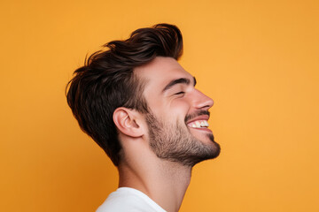 Obraz premium A close up of a man's face with his eyes closed