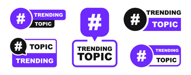 Trending topic label. Advertising banner with trending topic. Vector illustration.