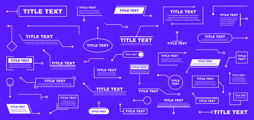 Сallouts titles set. Futuristic callouts template HUD. Digital line text frame boxes.  Set of templates titles text frame for advertising, presentation and modern banners. Vector elements.