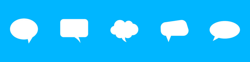 Empty white speech bubbles set. Dialog balloons. Bubbles different shapes. Vector flat style.