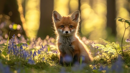 Fototapeta premium Fox Cub in a Forest Clearing
