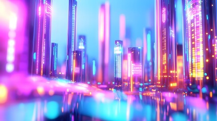 Obraz premium Neon Cityscape Abstract Background