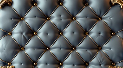 Elegant tufted leather background with gold accents, ideal for luxury and interior design themes. A stylish visual texture.