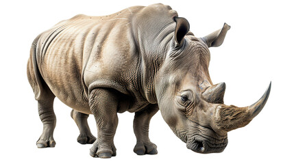 Fototapeta premium Rhinoceros isolated on transparent background, PNG
