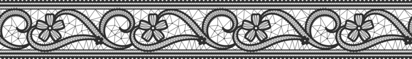 Floral lace decorative horizontal pattern. Ornate border