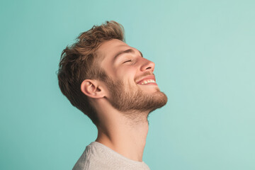 Fototapeta premium A close up of a man's face with his eyes closed