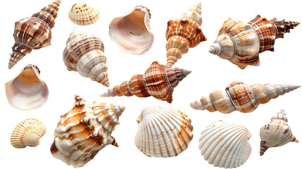 Obraz premium Seashells isolated on transparent background, PNG