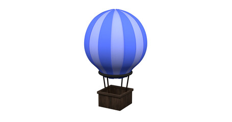 Obraz premium Blue stripes Hot air balloon , colorful aerostat on transparent background. 3d Render illustration