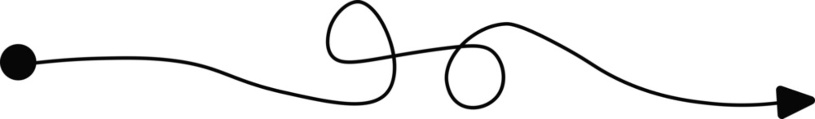 Tangled scribble. Arrow icon. Simple style.