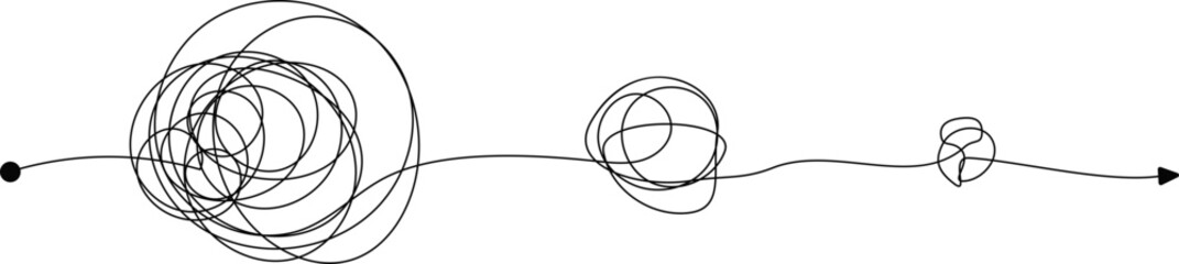 Tangled scribble. Scrawl symbol. Linear style.