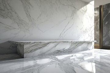Marble Platform in Empty Room