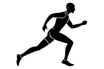 Silhouette of a Runner Jogging in Place - Mid-Motion Vector Illustration