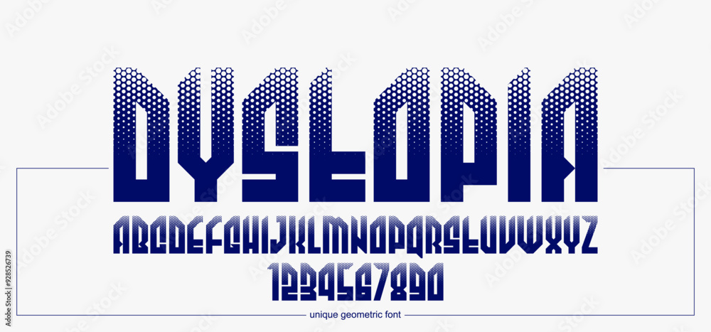 Fototapete urban massive geometric font for logos and emblems, minimal strong vector typeface, typography with 