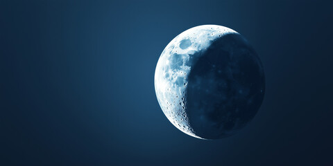 Obraz premium The crescent moon shines brightly at night copy space