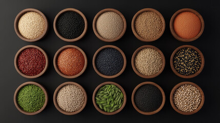 Isolated white bowl filled with variety of colorful spices and herbs