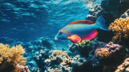 A Vibrant Fish in a Coral Reef