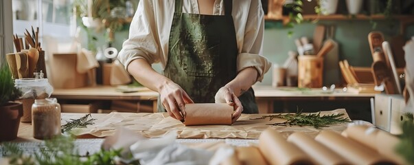 Artisan Crafting Eco Friendly Products in a Light Filled Workshop with Natural Materials