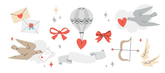 Fototapeta premium cupid wings and dove with heart