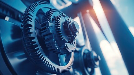 A close-up, macro shot of wind turbine gears and mechanisms, highlighting the precision engineering involved.