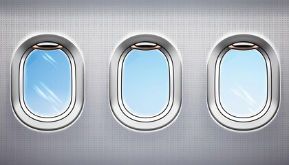 open and ajar plane window view from inside. Realistic 3d vector illustration 