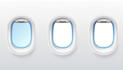 open and ajar plane window view from inside. Realistic 3d vector illustration 