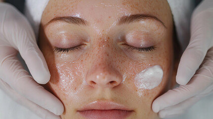 Naklejka premium Facial Massage with Cream Application