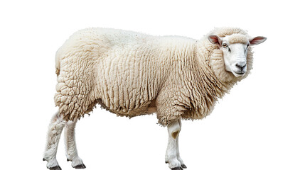 Fototapeta premium White fluffy sheep isolated on transparent background, PNG