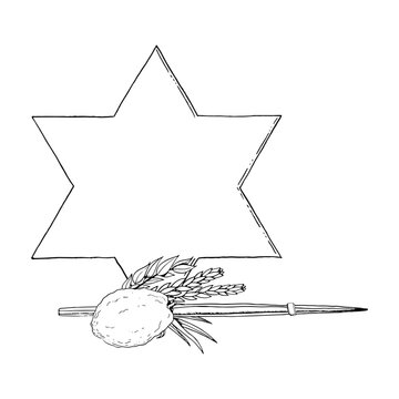 star of david with wheat sketch clip art preview