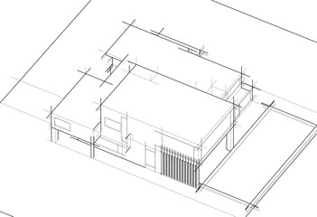 House concept sketch architectural drawing 3d illustration