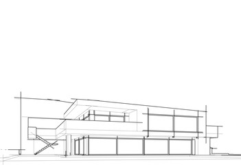 House concept sketch architectural drawing 3d illustration