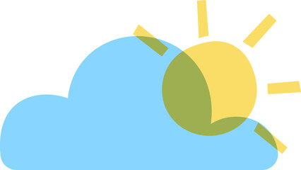 Sun and cloud icon. Weather symbol. Flat style.