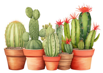 PNG potted cactus plants, transparent background.