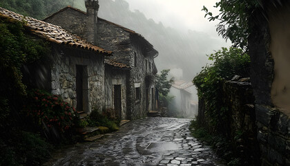 Obraz premium rainy day scene wallpaper