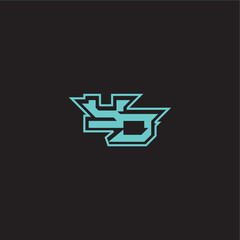 YJ letter sporty and bold concept blue esport dynamic gaming monogram logo