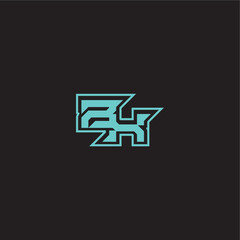 ZX letter sporty and bold concept blue esport dynamic gaming monogram logo