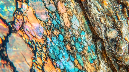 Textured stone with turquoise and orange hues
