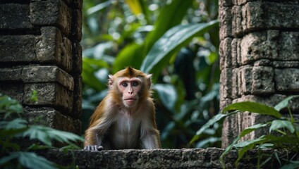 Fototapeta premium A mischievous monkey