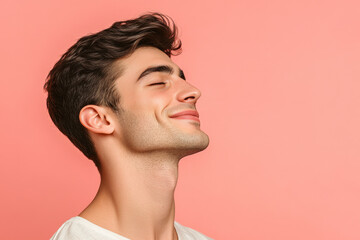 Fototapeta premium A close up of a man's face with his eyes closed