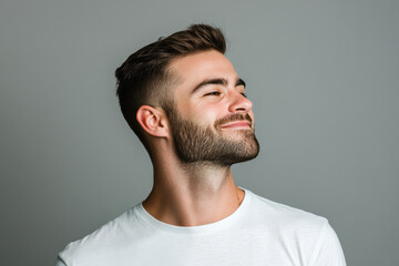 Obraz premium A close up of a man's face with his eyes closed