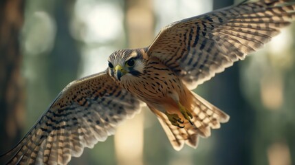 Close-Up of a Kestrel in Flight