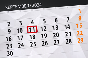 Calendar 2024, deadline, day, month, page, organizer, date, September, wednesday, number 11