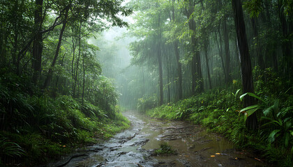 Obraz premium rainy day scene wallpaper